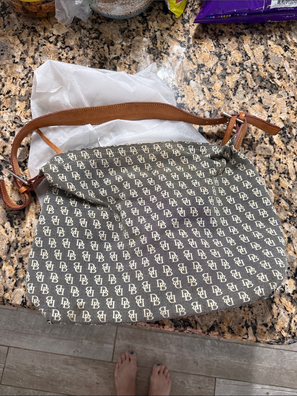 Dooney & Bourke Brown Monogram Hobo Bag – Tan Leather Trim - Picture 8 of 8